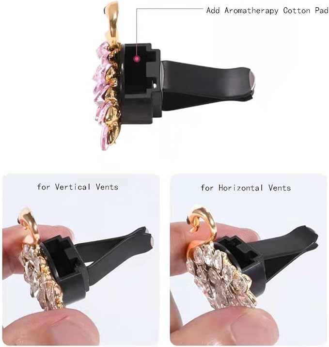 3 Pcs Bling Cactus Air Vent Perfume Clips, Rhinestone Artificial Plant Succulents Car Air Fresheners Aromatherapy Clips, Car Interior Decoration Accessories, Gift for Men Women