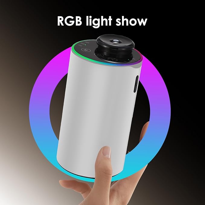 Waterless Essential Oil Diffuser with 8 Color LED Night Light, 3 Mist Levels & Timers, Portable Rechargeable Aromatherapy Diffuser for Home Car Room Studio Office, Black Metal (Silver)