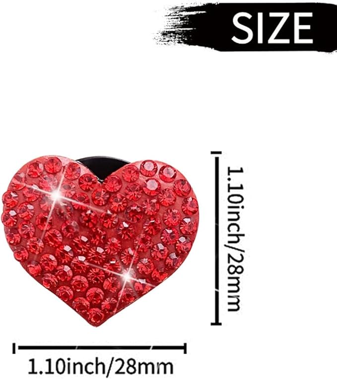 6Pcs Bling Heart Air Vent Clips Red Heart Car Air Fresheners Vents Clips Car Diffuser Diamond Car Interior Decor Charm Decoration Cute Accessories for Women Automotive