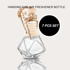 7 PCS MINI Cute Glass Bottle with Suspended Wooden Cover and Plastic Dropper,Car Air Freshener Perfume Bottle,Empty DIY Bottle Décor