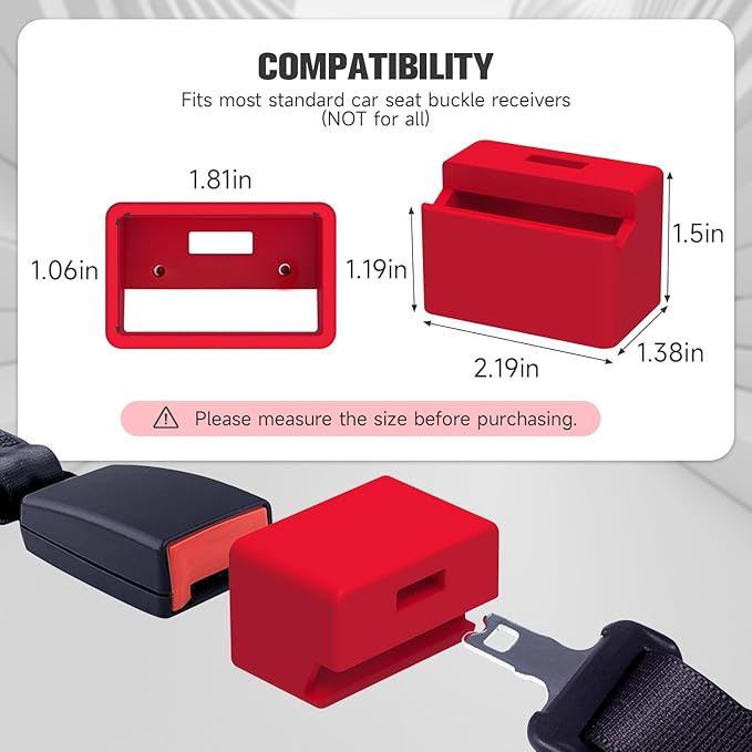 Morlike Silicone Seatbelt Secure Buckle Safety Cover Lock | Keep Children Safe in Car Seat and Prevent Kids from Accidentally Unbuckling | Buckle Guard Fits Almost Vehicles (red,2PACK)