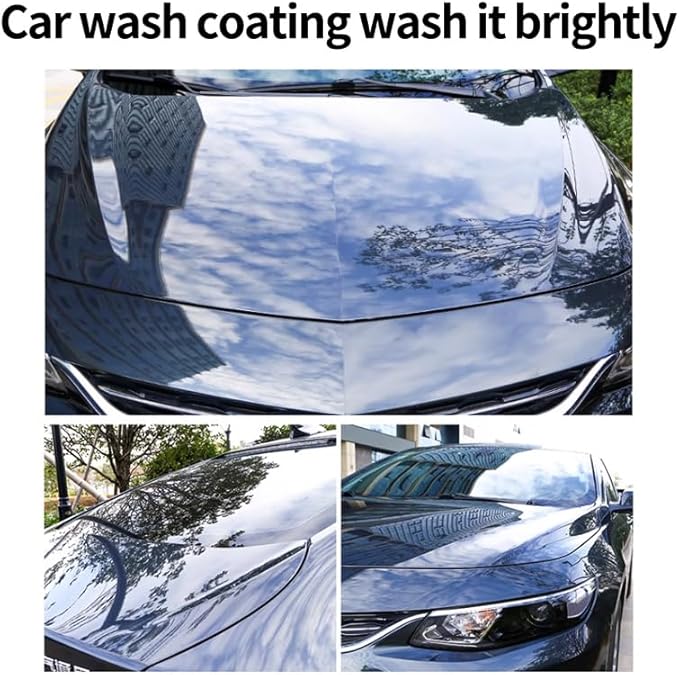 Car Wash & Wax Shampoo, 2-in-1 Liquid Car Shampoo and Conditioner, Enzyme Active Stain Remover with Glazed Coating, Phosphate-Free for Car/Motorcycle Exterior, 500ml/16.9oz
