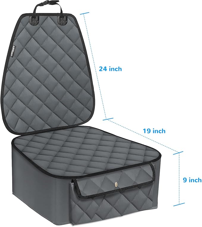 URPOWER Dog Car Seat Cover for Front Seat, Waterproof Pet Car Seat Protector with Pocket & Elastic Skirt, Non-Slip Dog Bucket Seat Covers for Cars, Trucks & SUVs
