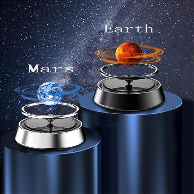 1 Pcs Solar Energy Car Air Freshener & Aromatherapy Oil Diffuser - Rotating Scent Car Decoration - Silver, Osmanthus