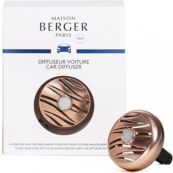 MAISON BERGER Luxury Car Air Freshener Vent Clip – Refillable Scent Diffuser for Car Vents, French-Made, Adjustable Fragrance (No Pods/Refills Included, 1.75” Diameter) - Pink Copper