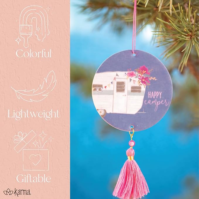 Karma, Shaped Air Fresheners, Essential Oil Diffuser for Cars, Home & Office - Colorful Decorative Hanging Air Freshener with Tassel, Cherries