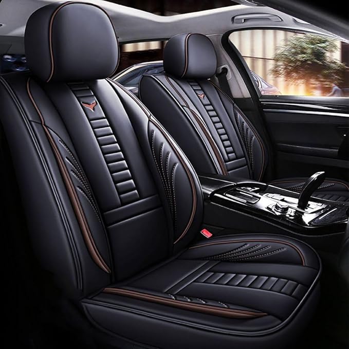 for Toyota CHR Seat Covers 2018-2026, Full Coverage Customized Car Seat Covers, Premium Leather Waterproof Stain-Resistant Easy to Install (Standard 2 Seats, Black&Coffee)