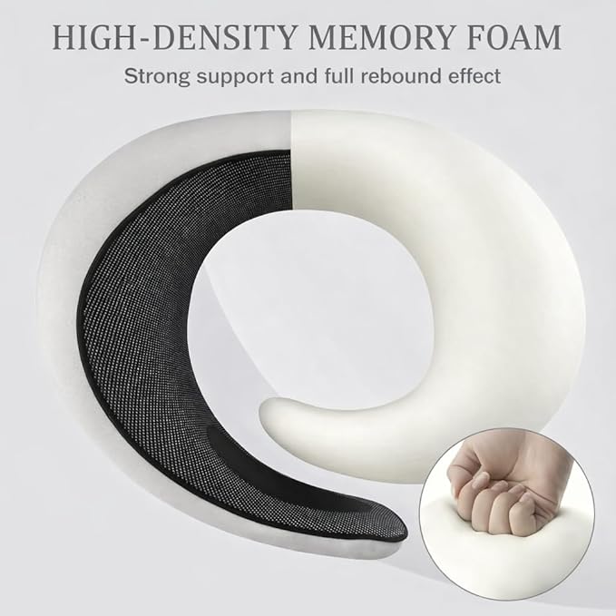 Neck Travel Pillow |100% Pure Memory Foam Neck Pillow Comfortable & Breathable Cover, Machine Washable for Travel, Airplane, Car Rides, & Home Use, Travel Kit with Eye Masks, Earplugs, & Bag (Gray)
