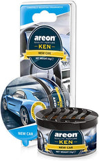 AREON Ken Car Air Freshener - New Car Scent, Long-Lasting Fragrance - Portable Fragrant Deodorizer with Adjustable Odor Output - Automobile Accessories & Essentials - 1.23 Oz. Cans