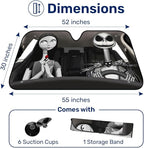 GENANY Nightmare Skellington Couple Horror Windshield Sun Shade for Car SUV Truck (55x30 inches), Sun Shade Windshield, Protector Blocks UV, Auto Gifts, Car Decor
