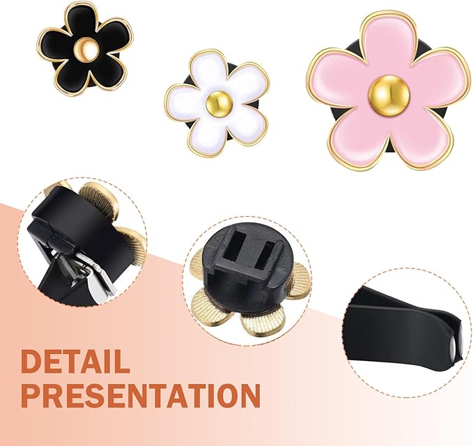 6PCS Car Air Vent Clip, Cute Daisy Air Conditioning Outlet Clip, Car Flower Air Freshener Clip, Auto Interior Decor Accessories for Women and Girls (Black-Pink-White, 6PCS)