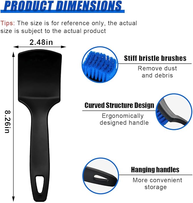 8.3×2.5 Inch Car Wash Brush, Soft Bristle Short Handle Carpet Cleaning Brush, Scrub Brush for Floor Mats, Tires, Automotive Wheel Bushes for Vehicle Interior & Home (Blue)