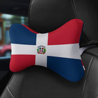 Headrest Pillow for Car Seat, 2 Pcs Memory Foam Neck Support Pillow for Neck Pain Relief, Compatible with Dominican Republic Flag Car Office Soft Travel Pillow for Sleeping and Resting