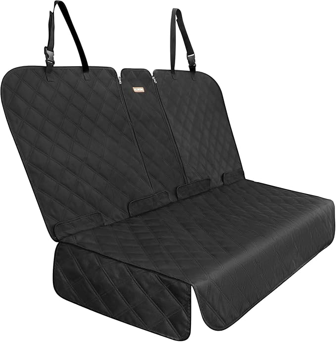 Back Seat Cover - 900D Oxford Waterproof Car Seat Protector, Fits Cars/SUVs/Trucks, Split Bench, Non-Slip, for Messy Kids & Drooling Dogs, Easy Clean(Black)