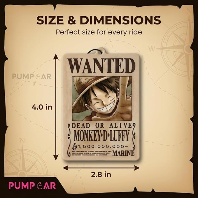 PumpCar 2 pieces Wanted Luffy double-sided hanging Japanese anime cherry-scented One Piece car air freshener for rearview mirror Car Interior Accessories Household Gifts Cool Household Gifts