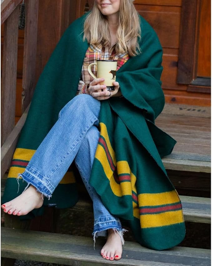 Arcturus Rainier Wool Blanket - Warm, Heavy, Washable, Bed Blanket | Great for Home & Camping (Fort Vancouver, Queen)