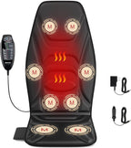 Back Massager Chair Pad with Heat, Back Massager for Back Pain Relief, Chair Massager with Vibration, Portable Massage Chair Pad for Office Use, Matte Black