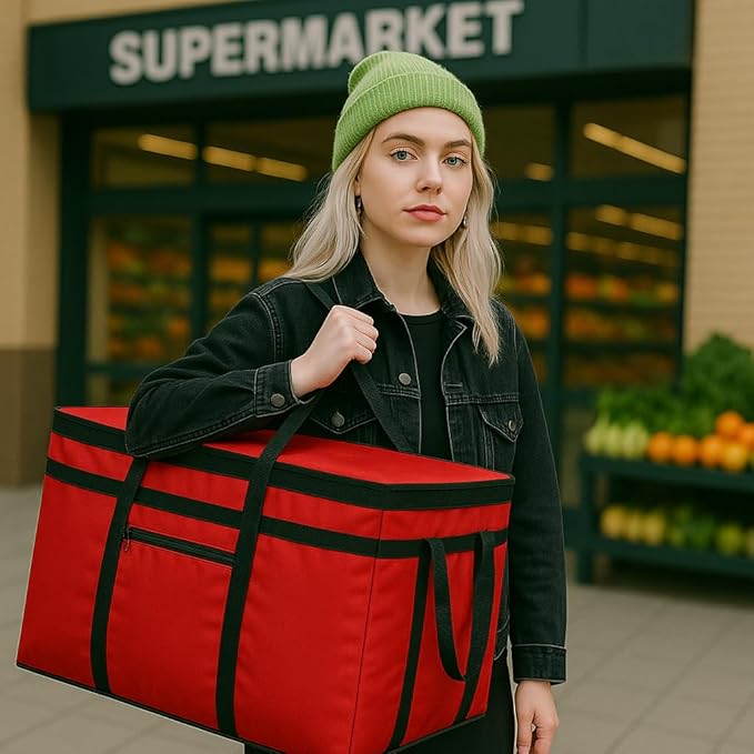 musbus 5 PACK RED extra large XXXL Insulated Food Delivery Bag Cooler Bags Keep Food Warm Catering Therma for doordash Catering Cooler Bags Keep Food Warm Catering Therma Catering Shopper hot XXXL
