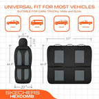 Skechers Memory Foam™ Car Seat Cover Full Sets, Hexcomb Breathable Thick Seat Covers, Airbag Compatible, Automotive Comfort & Protection Universal for 95% Cars,Van,Trucks, SUVs Grey