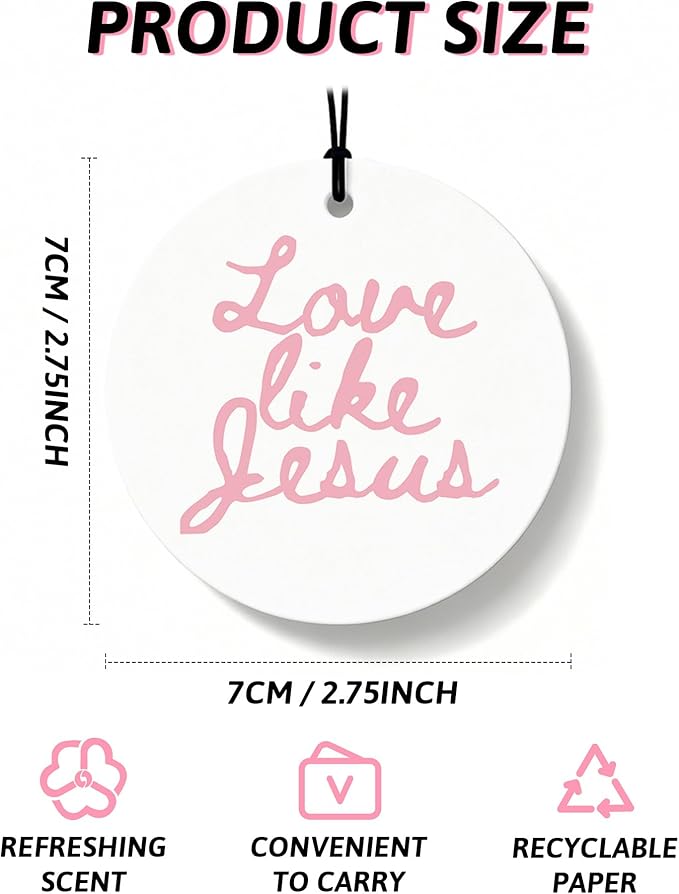 Pink Christian Car Air Freshener 4 Pcs, Inspirational Bible Verse Religious Hanging Air Freshener for Cars Closet Drawer Books, Christian Girly Car Accessories Mirror Decor for Women