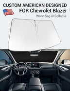Proadsy Windshield Sun Shade for Chevrolet Blazer 2019–2025 2026 Foldable Front Sunshade Protector Sun Visor Blocks UV Rays Keep Car Cooler
