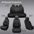 Car Seat Covers Full Set,Universal Fit for Cars,SUVs,Trucks,and Sedans with 5 Seats,Faux Leather Car Seat Cushion Compatible with Airbags,Waterproof Car Seat Protector Black