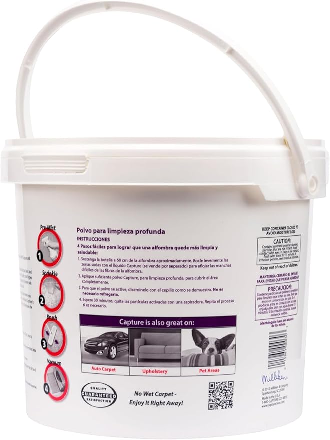 Capture Carpet & Rug Dry Cleaner w/Resealable lid - Home, Car, Dogs & Cats Pet Carpet Cleaner Solution - Strength Odor Eliminator, Stains Spot Remover, Non Liquid & No Harsh Chemical (8 Pound)