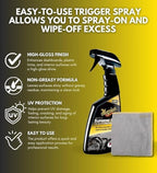 Supreme Shine Auto Surface Protector Spray 16 oz Bundle with Microfiber Cloth - High-Gloss Car Shine - UV Protection for Vinyl, Rubber & Plastic - Car Interior Detailer Spray Protectant - (2 Items)