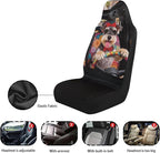 Schnauzer Front Car Seat Cover Comfortable Cute Automobile Front Seat Covers Stretch Polyester Fabric Cover Easy to Install and Clean Universal Fit for Cars SUV Sedans