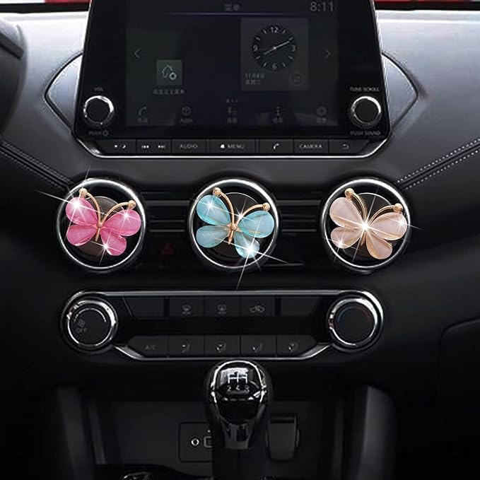 3Pcs Cute Butterfly Car Clip, Interior Accessories,Flowers Car Charm Air Vent Accessories Cute Automotive Interior Trim Car Decorations Gift for Girls and Women，Automotive Air Fresheners