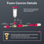 Foam Cannon for Pressure Washer with 1/4 Inch Quick Connector, Pressure Washer Foam Cannon with Rotating Nozzle，Easy to Use & Adjust, Creates Thick Foam-Pink