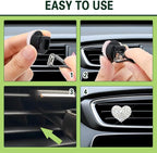 2PCS Bling Heart Air Vent Clips, Heart Car Accessories, Bling Heart Charm Air Conditioning Outlet Clip, Car Interior Decor Air Fresheners Vent Clips Universal Fit for Women and Girls (White)