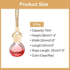 uxcell 8pcs Hanging Car Air Freshener Perfume Bottle, 10ml Pendant Empty Clear/Red Glass Essential Oil Aromatherapy Diffuser with Wooden Cap for Car Decor (Clear/Red, Round)