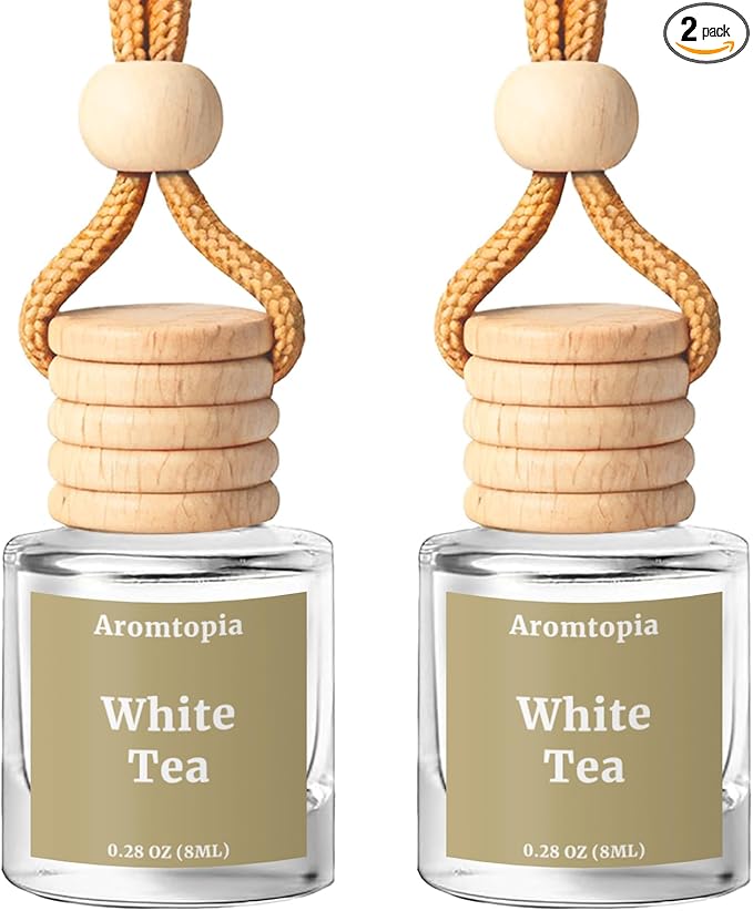 Car Air Freshener Hanging, 2 Pack Car Air Fresheners Diffuser - White Tea Fragrance Oil Diffuser for Car, Long Lasting Fragrance, Inspired by Shangri-La Hotel