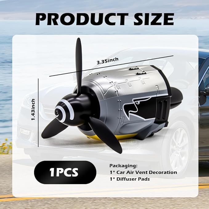 Fw-190 WW2 Planes Car Vent Decor,Creative Air Vent Clips Fit for Horizontal/Vertical Air Vents,Fw-190 Fighter Car Airs Freshener with Rotating Propeller as Cool Gifts for Men (Fw 190 Fighter Plane)