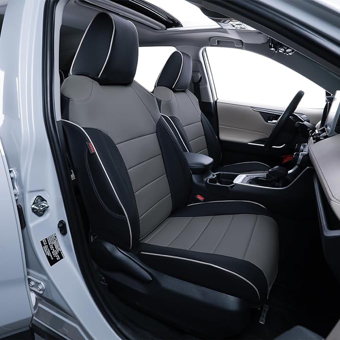 EKR Rav4 Seat Covers Custom Fit for Toyota Rav4 (Hybrid) Woodland/Limited 2026,Waterproof Leather Car Seat Cover Full Set for SUV,Faux Leather(Black/Gray)
