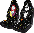 GENANY Nightmare Skellington Car Seat Covers Set of 2, Couple Breathable Front Seat Covers for Truck Sedan SUV, Movie Themed Car Accessories, Horror Gift for Women Men