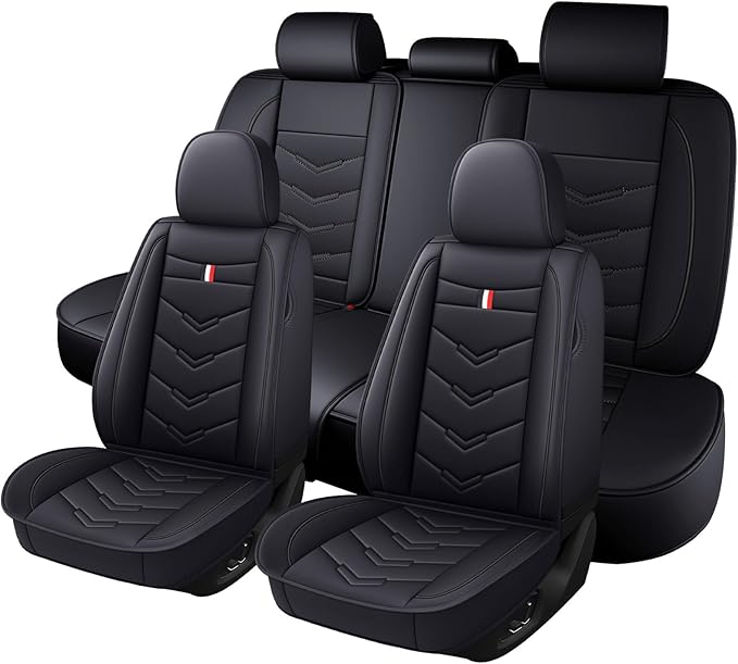 Full Set Seat Cover for Toyota Highlander 2001-2025, Waterproof Durable Premium Leather Car Seat Protector, Comfortable Anti-Slip Stylish Sport Seat Cover(5 Seats Standard,Black)