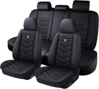 Full Set Seat Cover for Toyota Highlander 2001-2025, Waterproof Durable Premium Leather Car Seat Protector, Comfortable Anti-Slip Stylish Sport Seat Cover(5 Seats Standard,Black)