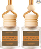 Car Air Freshener Diffuser Hanging, Leathery & Sandalwood Fragrance Oil