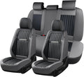Coverado Car Seat Covers Full Set, Seat Covers for Cars, Car Seat Cover, Car Seat Protector, Leather Car Seat Cushion, Waterproof Car Seat Covers Front Seats and Back Fit for Most Cars(Gray&Black)