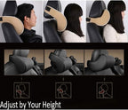 Car Seat Neck Support Pillow,PU Soft Leather + Memory Foam,Head Support Pillow Cushion Pad for Driving Headrest Relax,with Adjustable Strap