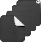 Waterproof Chair Pads for Incontinence, 4 Pack Reusable Seat Protector Pads 22" x 21", Washable Chair Protector Seat Cover, Absorbent Incontinence Pad for Bed, Wheelchair, Kid & Pet - Black