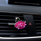 Katutude 2 Pcs Crystal Swan Car Air Vent Clips with Fragrance Tablets, Car Diffuser Air Freshener Vent Clips Air Conditioner Outlet Clip Charm Bling Car Interior Decoration, Rose