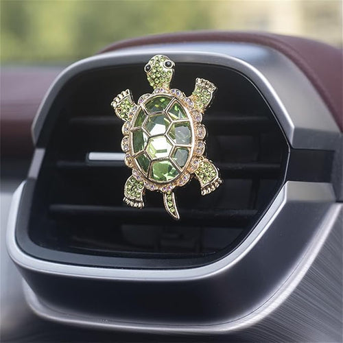 2 PCS Turtle Car Air Vent Clips, Lovely Tortoise Car Interior Decor Car Aroma Diffuser Vent Clip Car Air Freshener Vent Clips Car Accessories Decoration for Girls（Bling Green）