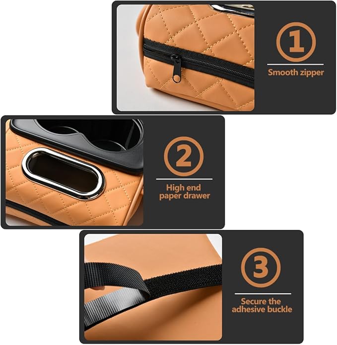 Car Armrest Cushion,5-in-1 Center Console Cover with 2 Storage Bags Cup Holder, Tissue Box Slot, Phone Slot for Sedans, Car Accessories Interior Organizers (Black red)