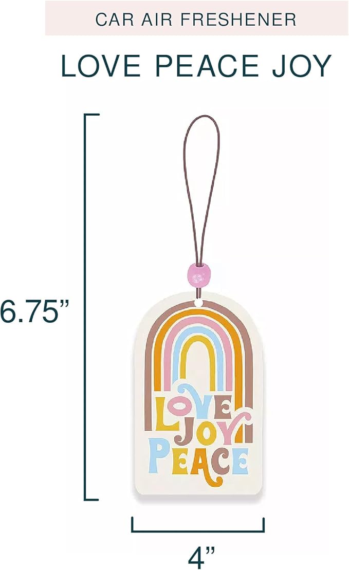 Studio Oh! Car Air Fresheners - Pack of 2 Scented Hanging Car Odor Eliminator - Unique Design with Decorative Bead - Love Joy Peace