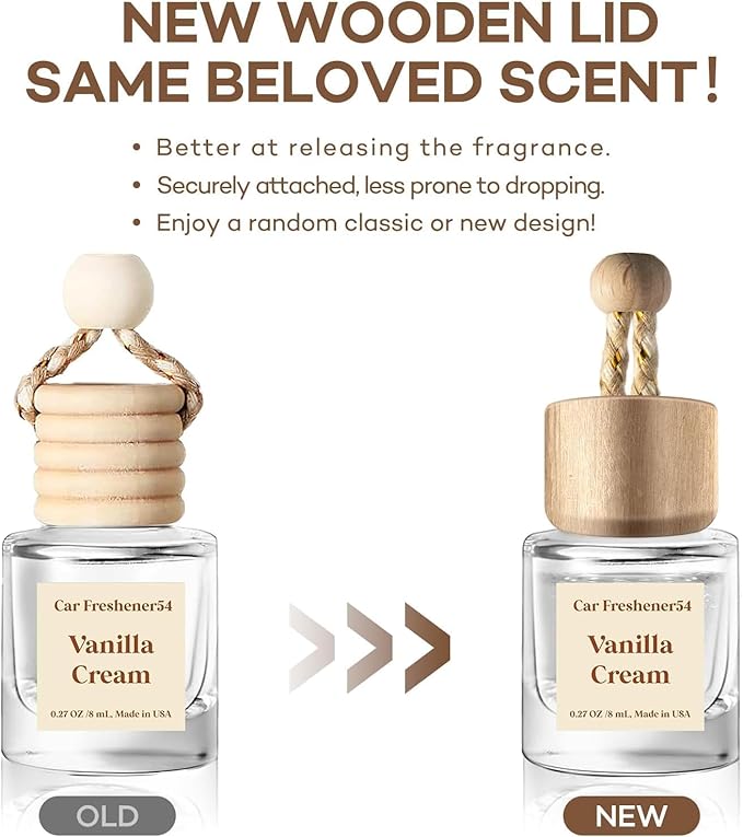 C Classy Car Air Freshener Hanging 2 Pack, Vanilla Cream Essential Oil Diffuser for Cars, Long-Lasting Fragrance, Cute Glass Bottle Car Accessories for Women & Men Gift, Made in USA