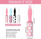 24 Pcs Mini Lint Roller Travel Size Portable Travel Lint Roller for Purse Pet Hair Clothes Furniture Car Compact Lint Bursh Sticky Small Cat Hair Removal Tool Gifts 720 Sheet
