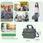 iknoe Insulated Lunch Bag, Foldable 8.5L Cooler Bag for Men & Women, Leakproof Thermal Design, Great for Office, Picnic, Travel, Lunch Box, Grayish green